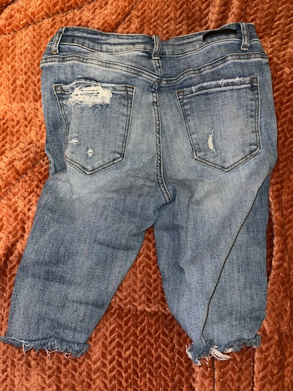 Risen Light Blue Distressed Denim Jean Shorts